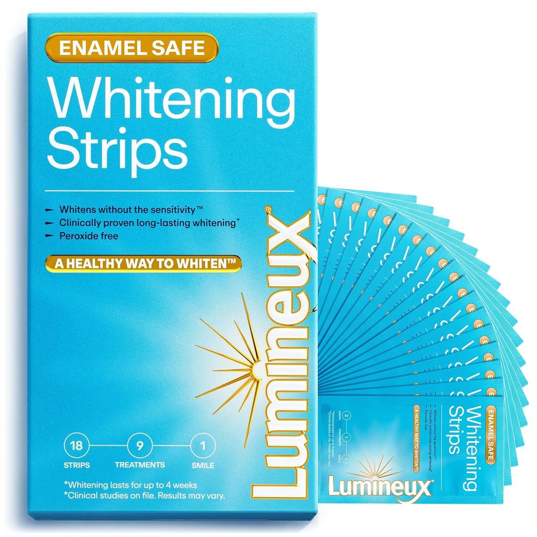 Lumineux Teeth Whitening Strips Kit - 9 Treatments - Peroxide Free - Enamel Safe for Whiter Teeth - Whitening Without The Sensitivity - Dentist Formulated - Sensitivity Free