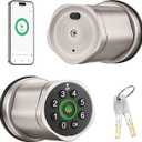 Leydebong 4in1 Smart Door Lock with Fingerprint and Keypad Keyless Entry Electronic Lock with App and Mechanical Key Easy Installation Smart Door Knob for Home Office Bedroom & Apartment Satin Nickel