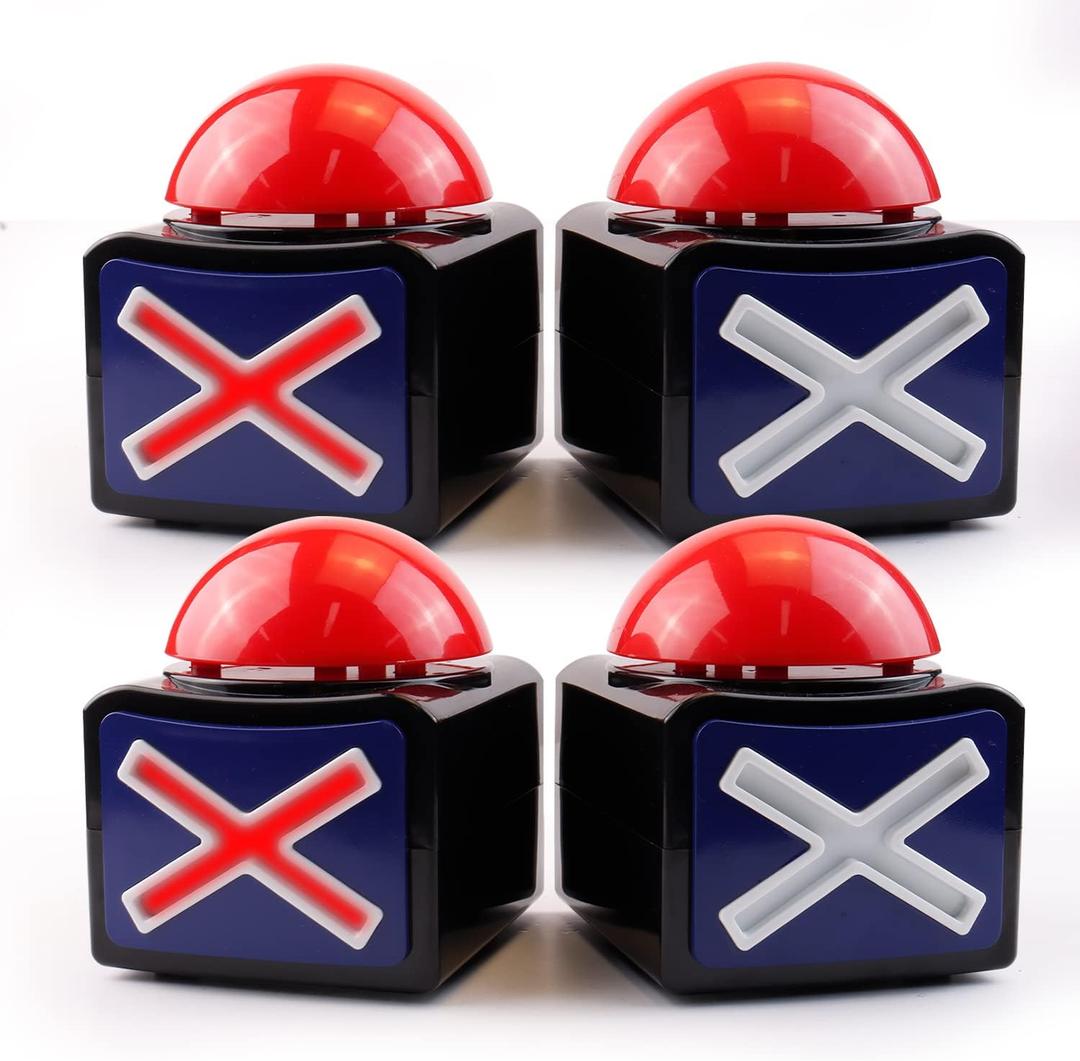 BEAN LIEVE 4Pack Game Buzzer - Quiz Trivia Lights Sound, Red Game Buzzer for Adults