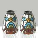 Tiffany Style Lampshade, Replacement Lampshade for Chandeliers and Wall Lamps, Baroque Style, Colored Glass Chimney, Dual Use, Multiple Colors, Set of 2 Pieces