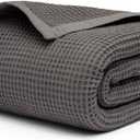 Salt Earth GOTS Certified 100% Organic Cotton Throw Blanket, 55" X 60" Waffle Blankets & Throws for Bed, Throw Blanket for Couch, Modern & Cozy Blanket, All Season,Comfy & Soft Blanket(Charcoal Grey)