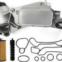 Engine Oil Cooler Filter Housing Assembly Adapter with Gaskets Compatible with 2008-2019 Chevy Cruze Sonic Aveo Malibu, Buick Cascada, Pontiac G3, Saturn Astra 1.6L 1.8L Replaces 918-432 25199751