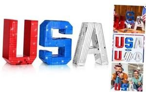3 Pcs Disco 4th of July Decor Patriotic Table Decorations 4.7" Glitter USA Usa