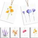 50 Set Floral Blank Gift Tags with String, 2 x 3 in Watercolor Floral Xmas Gift Paper Tags Hanging Label Set for 5 Flower Designs for Bridal Baby Shower Xmas Party Favor Decor Supplies