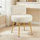 Warmiehomy Cute Vanity Chair with Back - Girls Fluffy Makeup Chair for Vanity - Small Cozy Desk Chair No Wheels for Bedroom Home Office Living Room (White), 18.5 x 17.72 x 23.62 inches