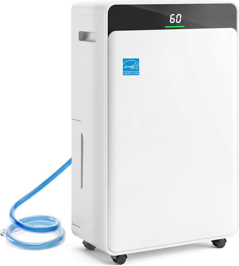 2026upgraded 80pint energy star dehumidifier for basement 5000 Sq.Ft Coverage,1.72 Gal Tank,35dB Quiet, Child Lock, Sleep/Fan/Dry Modes,24H Timer, Auto Continuous Drain for Home