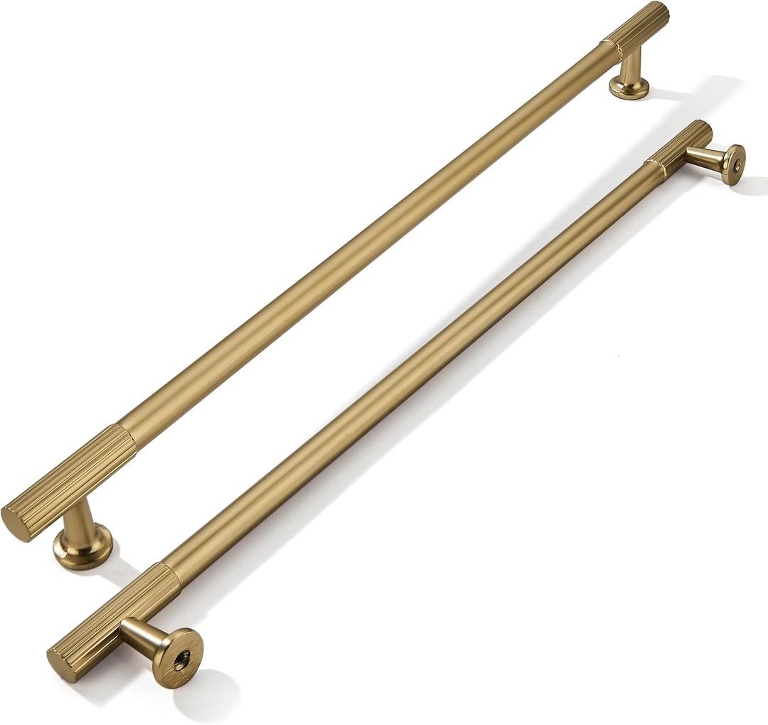 Khtumeware 12 Inch Hole Center 2 Pack Champagne Bronze Heavy Duty Solid Satin Brass Cabinet Pulls, Kitchen Drawer Handles, for Dresser Cabinets, Cabinets