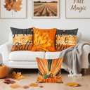 2 x DUZXLCQ Fall Pillow Covers 18x18 inch Set of 4 Pumpkins Thankful Blessed Maple Leaves Autumn Decorative Throw Pillow Covers Farmhouse Cushion Case Harvest Decorations for Couch Sofa Home Outdoor