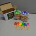 JoyServe Ice Cream Bowls and Spoons Set - (Pack of 6) Reusable Plastic Ice Cream Cups and Waffle Cone Shaped Spoons for Dessert, Frozen Yogurt, Gelato, Birthday Party Decorations