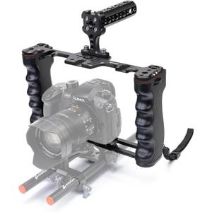 Zeadio Camera Video Rig Cage, Aluminum Filmmaking Movie Making Kit with Top Handle & Arca Type Base, Compatible with All DSLR Camera and Camcorder