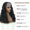 QUEENTAS 20 Inch Loose Body Wave Headband Wig, 1B Natural Black for Black Women, Glueless Wear and Go Synthetic Heat Resistant Hair, Daily Use & Dating