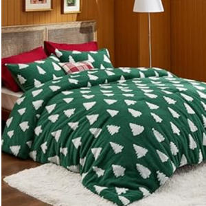 Bedsure Fluffy Christmas Comforter Set Queen - Red Bedding with Running Reindeer, Warm Flannel Fleece Bed Sets for Winter, 3 Pieces, 1 Soft Plush Shaggy Comforter with 2 Pillowcases