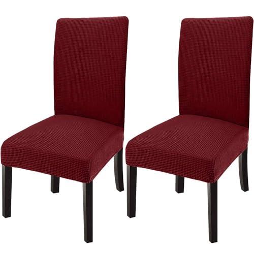 GoodtoU Chair Covers for Dinning Chairs 2 Pack, Stretch Kitchen Chair Covers, Removable Washable Chair Seat Protector for Home & Banquet, Wine Red