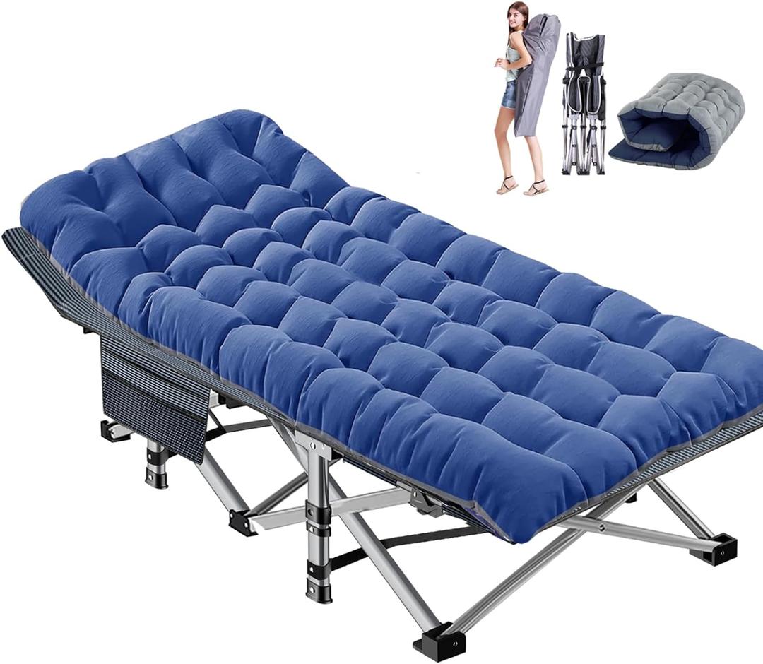 DoCred Oversized XXL Folding Camping Cot with Pad, XXL Large