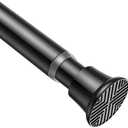 AIZESI Black Adjustable Tension Shower Curtain Rod, 31-77 Inch Spring No Drill Stainless Steel Shower Rods for Bathroom，Closet ，Window–Rust Resistant，Non-Slip