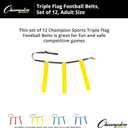 Champion Sports Quick Release Flag Football Set Durable Belt, 3 Detachable Flags & Adjustable Fit (25-50)