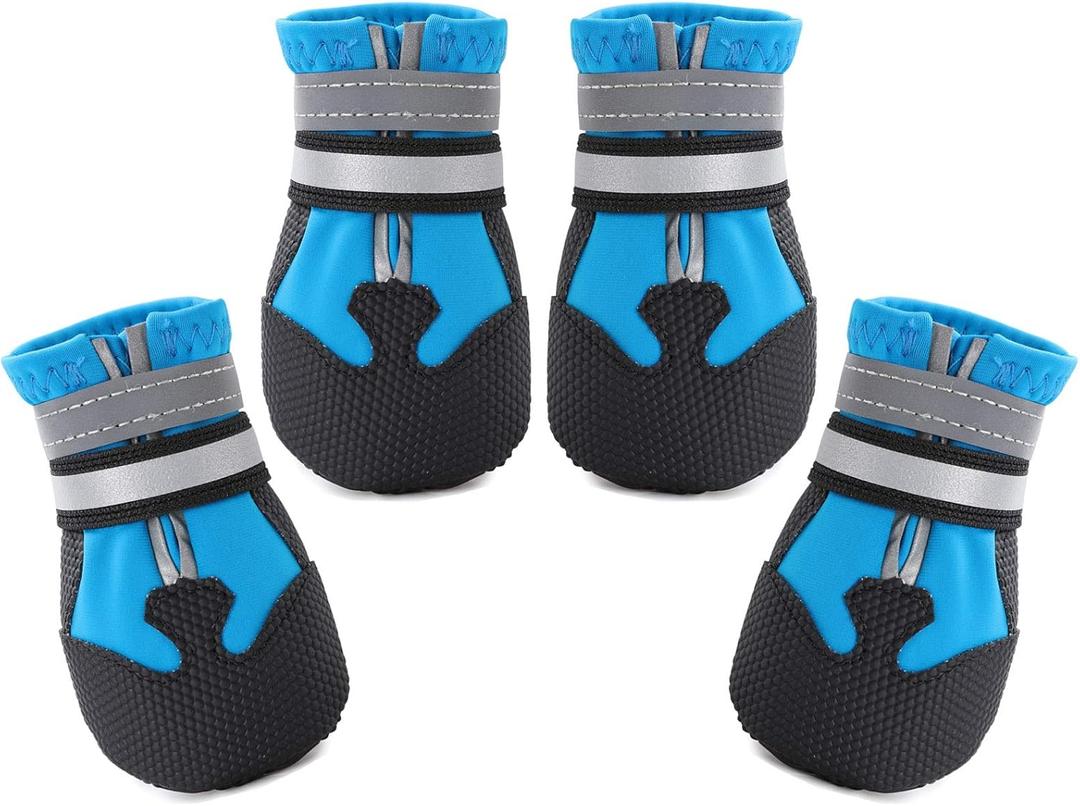 Dimicoo Water-Resistant Dog Boots for Medium Large Dogs, Non-Slip Dog Shoes for Winter Snow, Lightweight Paw Protector for Cold Pavement, Soft Dog Booties for Outdoor Walking Indoor Hardfloors M (Insole Width 2.2")for 30~44lb, Blue