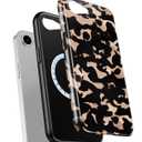 DEENAKIN for iPhone 16e Case Cute,Aesthetic Tortoise Shell Phone Case, Compatible with Magsafe, Cheetah Leopard Print Brown Turtle Amber Magnetic Slim Shockproof Protective Women Girl Men Cover