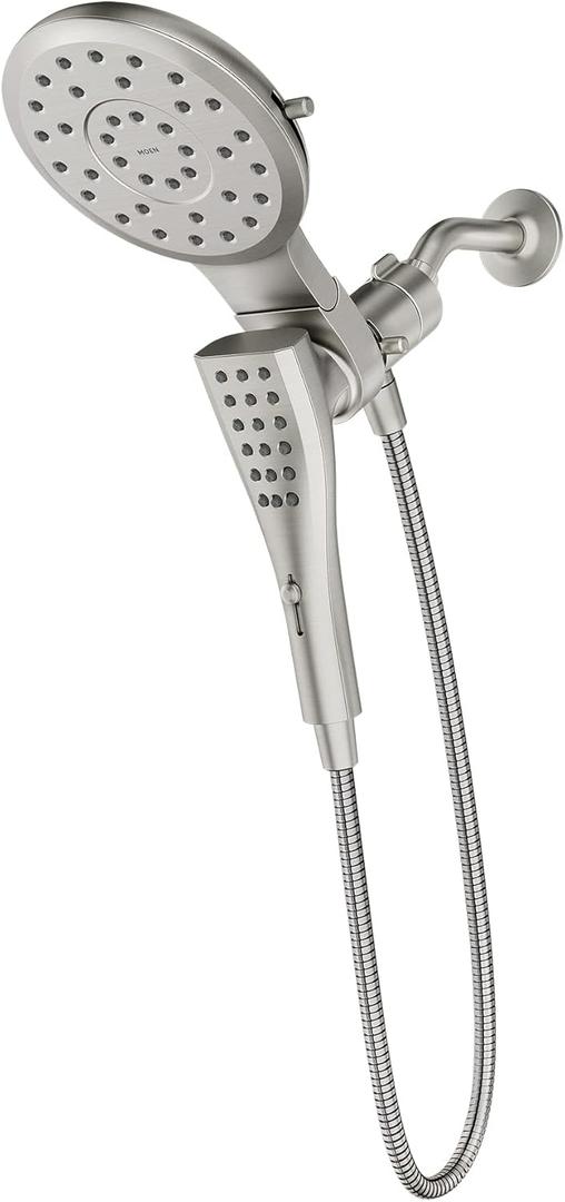 Moen Verso Rain Showerhead and Handshower Combination with Infiniti Dial and Magnetix Docking, 60" Hose, Spot Resist Brushed Nickel, 220C2EPSRN (Round - 60" hose, Spot Resist Nickel)