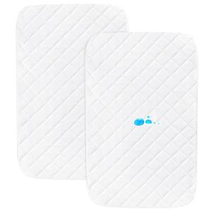 Bassinet Mattress Pad Cover Fit for Graco Travel Lite Crib/Guava Lotus/Maxi-COSI Swift Lightweight Portable, Waterproof Bassinet Mattress Protector Quilted (20" x 28") 2 Pack (White)