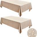 Fitable Faux Linen Tablecloths for Rectangle Tables: Water & Stain Resistant Farmhouse Table Cloth, Washable Burlap Textured Table Covers for Kitchen Dining Party(2 Pack, 52x70 Inch, Beige)