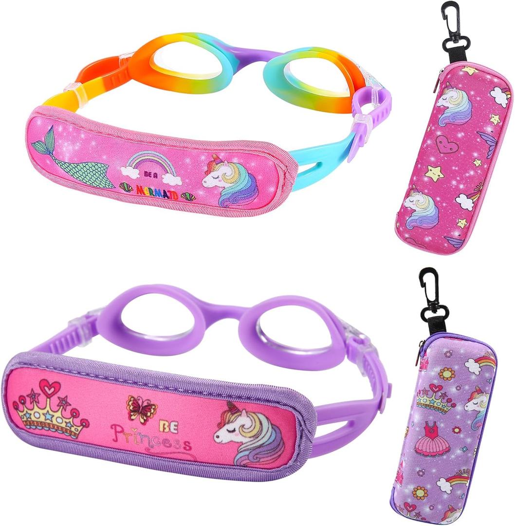 Kids Swim Goggles Age 2-6, Toddler Goggles No Hair Pull,Child Goggles Padded HeadBand