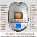 KITCHENARM 29-in-1 SMART Bread Machine with Gluten Free Setting 2LB 1.5LB 1LB Bread Maker Machine with Homemade Cycle - Stainless Steel Breadmaker with Recipes Whole Wheat Bread Making Machine
