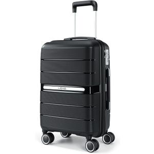 20 Inch Carry On Luggage with Spinner Wheels - Hard Shell Suitcase with TSA Lock, Airline Approved, Rolling Suit Case for Travel Weekend Trips, Black