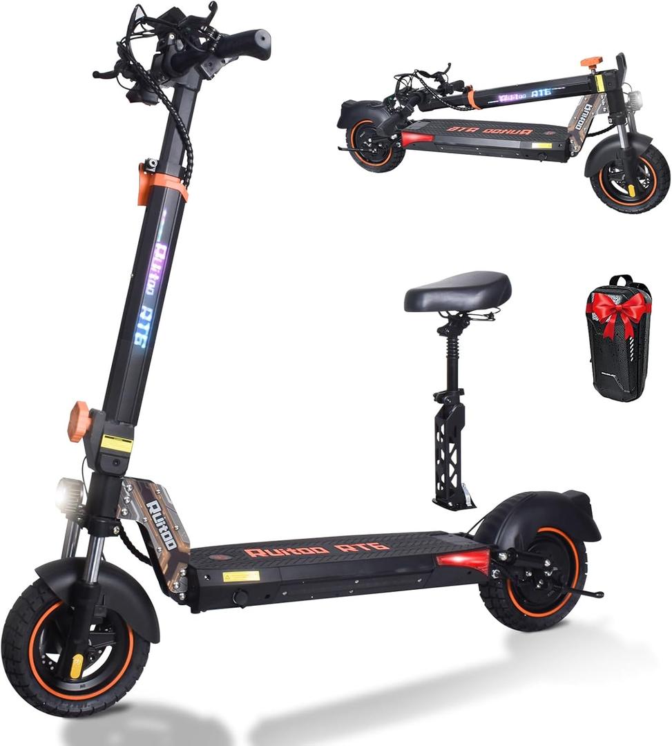 Electric Scooter Adults, 800W Motor, 35 Miles Long Range & 30 MPH Top Speed, Dual Suspension, Folding E-Scooter, with 10" Off Road Tires, Kick Scooter with Detachable Seat, for Commuter Outdoor