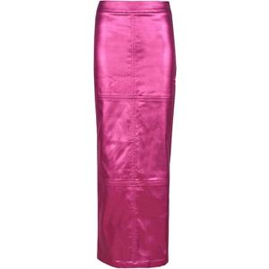 Long Skirts for Women Trendy High Waisted A Line Business Casual Leather Maxi Skirt with Slit Dressy Medium