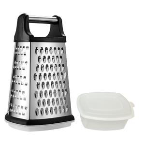 9" Box Cheese Grater With Container, Heavy Duty Cheese Graters Handheld 4-Sided Stainless Steel, Food Shredder for Parmesan Cheese, Vegetables, Ginger, Potatoes