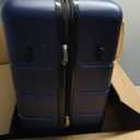Sweetcrispy 29 Inch Checked Luggage, Suitcase with Spinner Wheels, Navy Blue