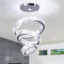 CLAIRDAI Crystal Chandeliers 3 Rings Ceiling Light Fixture LED Chandelier for High Ceiling Hanging Chandeliers for Bedroom Dining Room Living Room (6500K Cool White)