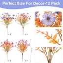 Fake Fall Mums Flowers Artificial for Outdoor Decoration 12 Bundles Faux Fall Mums Flowers for Outdoor Planters Silk Orange Daisy UV Resistant for Porch Front Door Patio Outside Yard Dcor