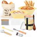 Sourdough Starter Kit 13Pcs Sourdough Bread Baking Supplies, Complete Bread Making Tools 9in Round & 10in Oval Silicone Banneton Proofing Basket Set with Sour dough Starter Jar