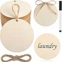 Jetec 40 Pcs Wood Circles for Crafts 3 Inch Round Wood Ornaments Blank Unfinished Wooden Tag with Hole and Marker Pen for Craft DIY Painting Valentine's Day, Wedding, Birthday Hanging Decoration