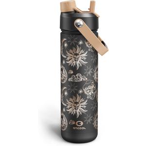ENCOOL Insulated Water Bottle with Straw Stainless Steel Water Bottle, Leak-Proof, BPA-Free, Double Wall Vacuum Keeps Cold for 24 Hours for Sports, Travel, School (26 oz, Solar Veil)