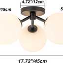 Mid Century Modern Black Semi Flush Mount Ceiling Light Fixture 3 Light 18 inch, Globe Light Fixtures for Bedroom,Entryway,Hallway,Living Room,Kitchen,Dining Room