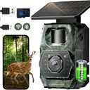 Solar Trail Camera WiFi Bluetooth - Game Cameras with Night Vision Motion Activated Waterproof, Rechargeable Trail Cam with 5200mAh Battery Deer Camera Hunting Wildlife Cameras for Outdoor Backyard (Green)