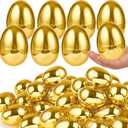 AMENON 3.15" Golden Easter Eggs, 36PCS Fillable Plastic Eggs Empty Surprise Gold Eggshells with Hinge for Easter Hunt Easter Basket Stuffers Fillers Classroom Prize Supplies Filling Treats Party Favor