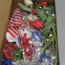 Giegxin 4 Bundles Memorial Day Flowers for Cemetery Artificial Grave Flowers Decoration Red White and Blue Flower Bouquet with Flags Patriotic 4th of July Decorations for Home Table Decor