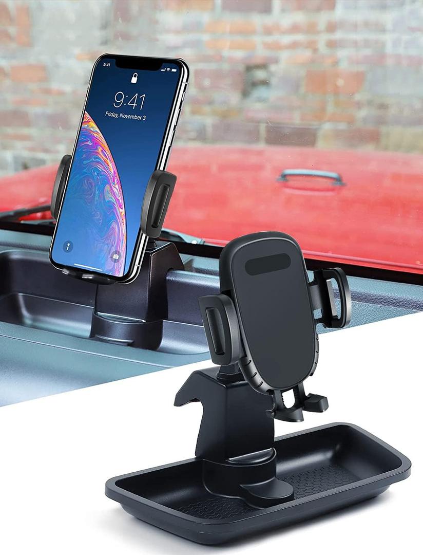 Savadicar Dash Phone Mount, Easy Clamp Smart Cell Phone Holder Compatible with 2011 2012 2013 2014 2015 2016 2017 2018 Jeep Wrangler JK JKU, Interior Accessories, Black