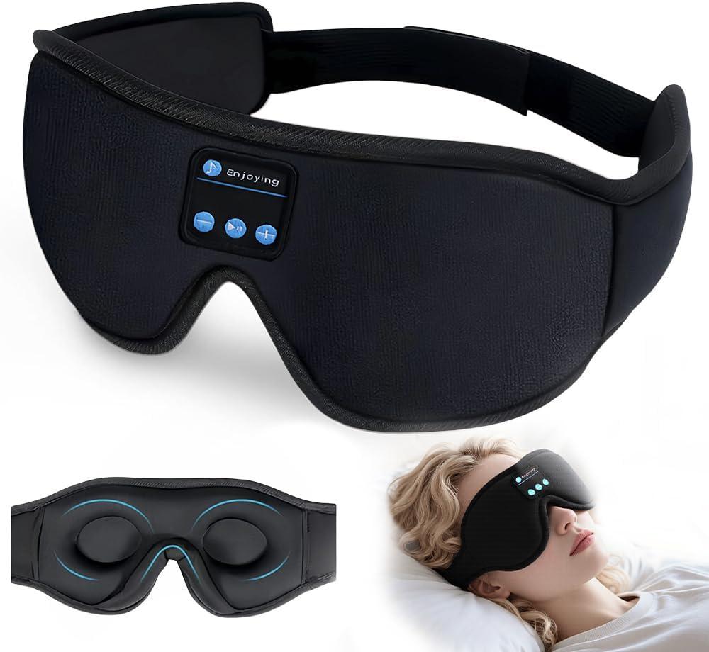 3D White Noise Sleep Mask Bluetooth Headphone Eye Mask Earphones for Side Sleepers Travel Meditation Men Women