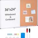 VEVOR 36"x 24" Whiteboard & Cork Board Combo with Aluminum Frame 2-in-1 Magnetic Dry Erase Bulletin Board for Wall Mount Ideal for School, Home, Office, 90" x 60"