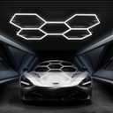 Hexagon Garage Lights, High Brightness 168W 6500K 18480Lumens Honeycomb Hexagon Led Garage Light 5 Grid for Garage, Auto Beauty Shop, Car Detailing Shop, Workshop