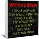 Halloween Witch's Brew Wooden Sign Decor - Kitchen Desk Block Sign for Home Table Shelf - 5 x 5 Inch.         Nitelat Fall Halloween Ghost Reading Sign,Fal Halloween Ghost Decorations for Home,Autumn Book Spooky Season Table Desk Decor Wooden Box Sig