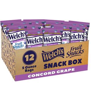 Welch's Fruit Snacks, Concord Grape Snack Box, Gluten Free, 5oz Snack Packs (Pack of 12)