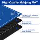 GreenD Mahjong Mat for Table 31.5"x31.5" Rubber American Mahjong Mat with Rules, Non Slip Noise Reduction Game Table Cover with Dice for Mahjong, Poker, Board, Card, Tile Games (Blue)