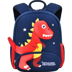 Dinosaur Anti-lost Backpack for Boys Kindergarten Preschool Bookbag with Safety Leash, Toddler Boys Backpack Daycare Bag, B-Dark-blue+Red