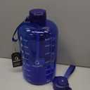 AQUAFIT 1 Gallon Water Bottle with Time Marker - Straw & Chug Lid - BPA Free Gym Water Bottle with Straw - Big Gallon Jug (Blue, 128 oz - 2 Lids)